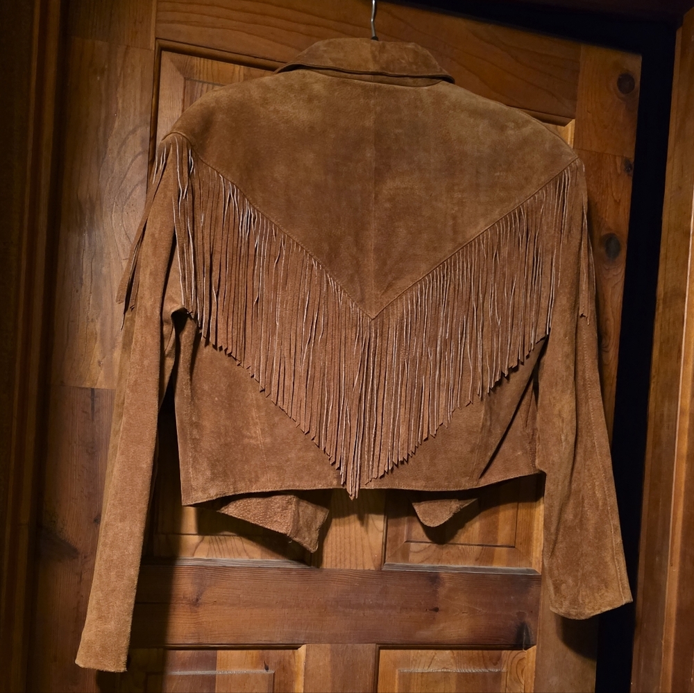 VINTAGE ADLER Size M. Genuine Leather Fringed Jacket in Rust/Brown Tone - Picture 2 of 6